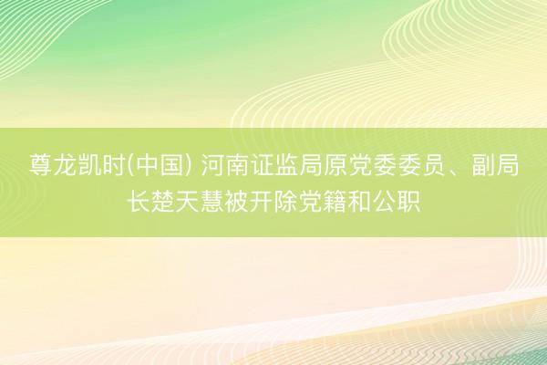 尊龙凯时(中国) 河南证监局原党委委员、副局长楚天慧被开除党籍和公职