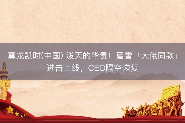 尊龙凯时(中国) 泼天的华贵！蜜雪「大佬同款」进击上线，CEO隔空恢复