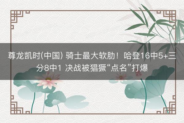 尊龙凯时(中国) 骑士最大软肋！哈登16中5+三分8中1 决战被猖獗“点名”打爆