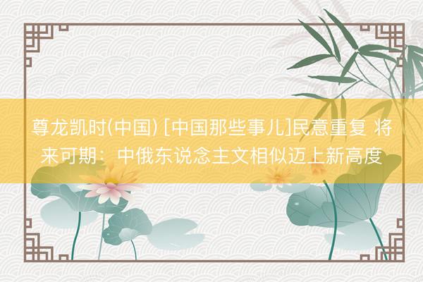 尊龙凯时(中国) [中国那些事儿]民意重复 将来可期：中俄东说念主文相似迈上新高度