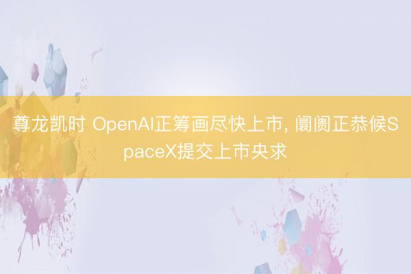 尊龙凯时 OpenAI正筹画尽快上市， 阛阓正恭候SpaceX提交上市央求