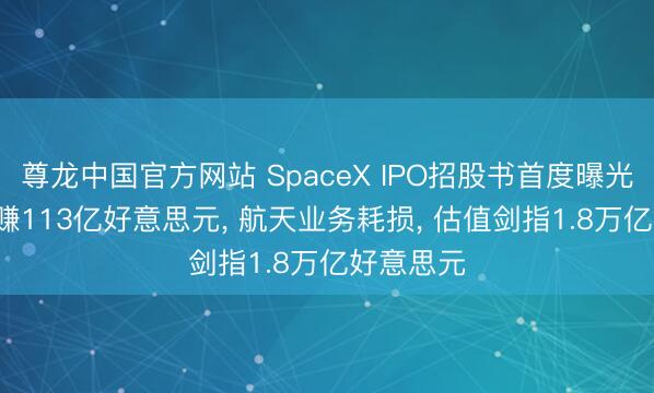 尊龙中国官方网站 SpaceX IPO招股书首度曝光: 星链年赚113亿好意思元， 航天业务耗损， 估值剑指1.8万亿好意思元