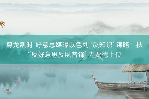 尊龙凯时 好意思媒曝以色列“反知识”谋略：扶“反好意思反夙昔锋”内贾德上位