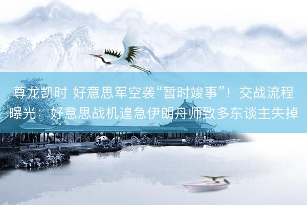 尊龙凯时 好意思军空袭“暂时竣事”！交战流程曝光：好意思战机遑急伊朗舟师致多东谈主失掉