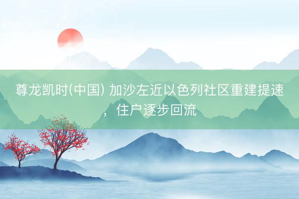 尊龙凯时(中国) 加沙左近以色列社区重建提速，住户逐步回流