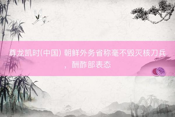 尊龙凯时(中国) 朝鲜外务省称毫不毁灭核刀兵，酬酢部表态