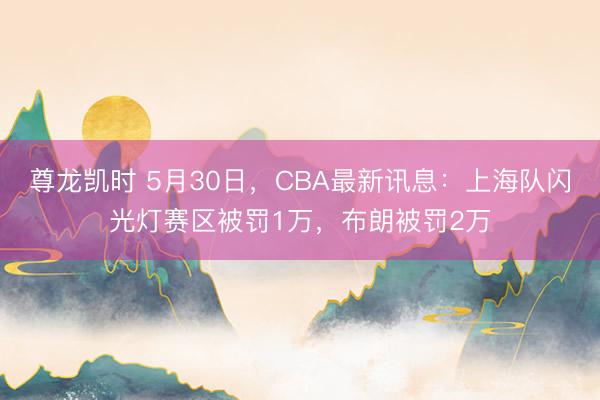尊龙凯时 5月30日,CBA最新讯息:上海队闪光灯赛区被罚1万,布朗被罚2万