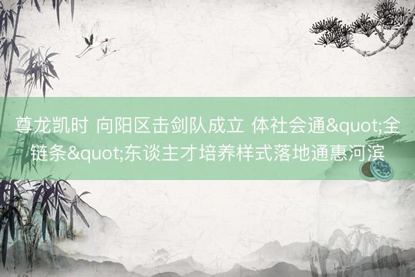 尊龙凯时 向阳区击剑队成立 体社会通"全链条"东谈主才培养样式落地通惠河滨