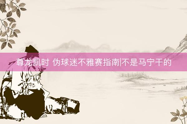 尊龙凯时 伪球迷不雅赛指南|不是马宁干的