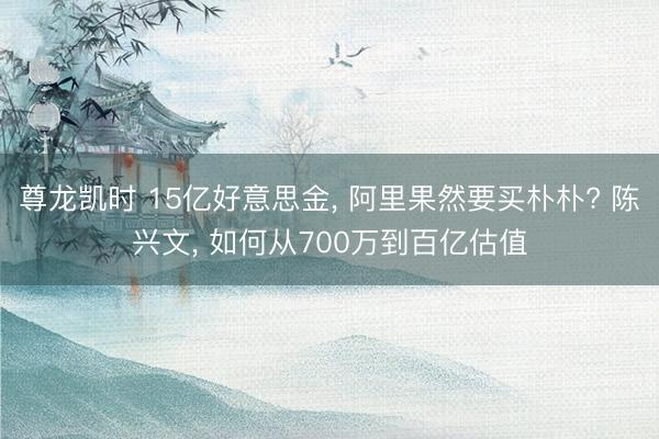 尊龙凯时 15亿好意思金， 阿里果然要买朴朴? 陈兴文， 如何从700万到百亿估值