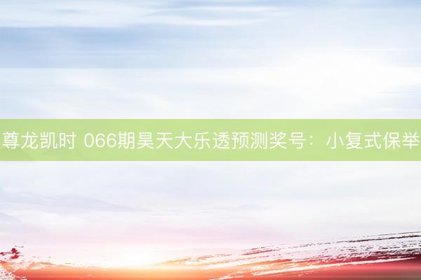 尊龙凯时 066期昊天大乐透预测奖号：小复式保举