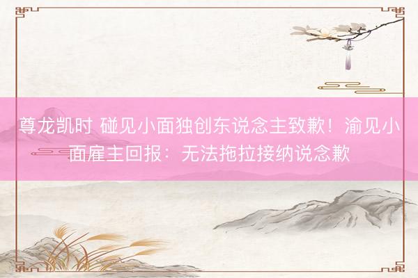 尊龙凯时 碰见小面独创东说念主致歉!渝见小面雇主回报:无法拖拉接纳说念歉