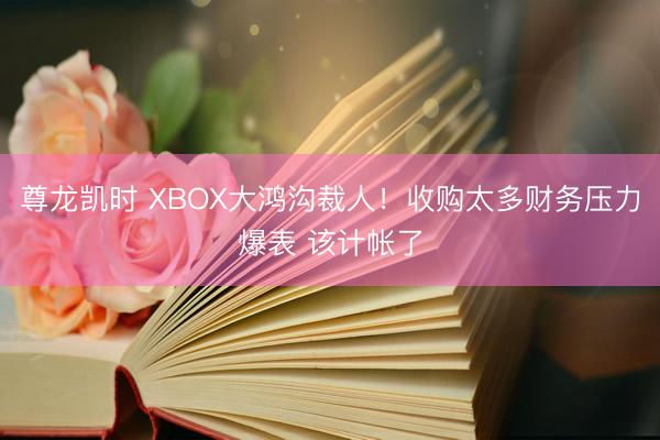 尊龙凯时 XBOX大鸿沟裁人！收购太多财务压力爆表 该计帐了