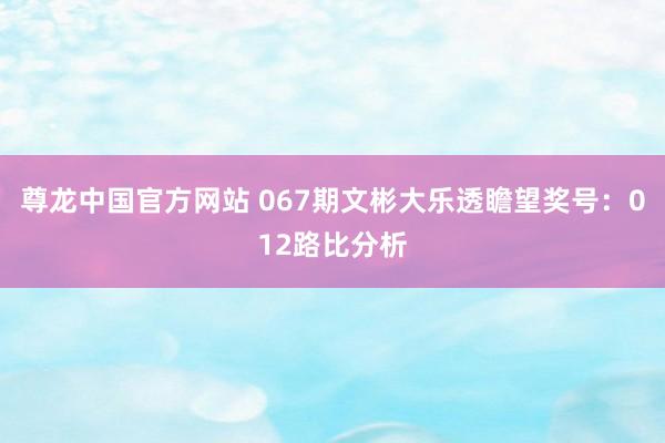 尊龙中国官方网站 067期文彬大乐透瞻望奖号：012路比分析